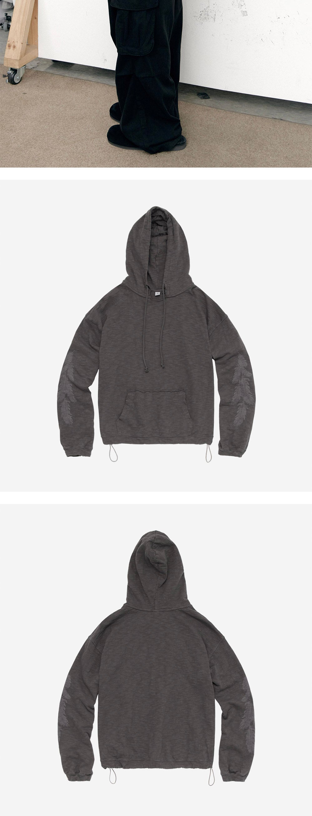 Polyteru - Feather Raw Cut Hoodie (Brown Charcoal) product image 4 | TRAB K-Fashion Australia