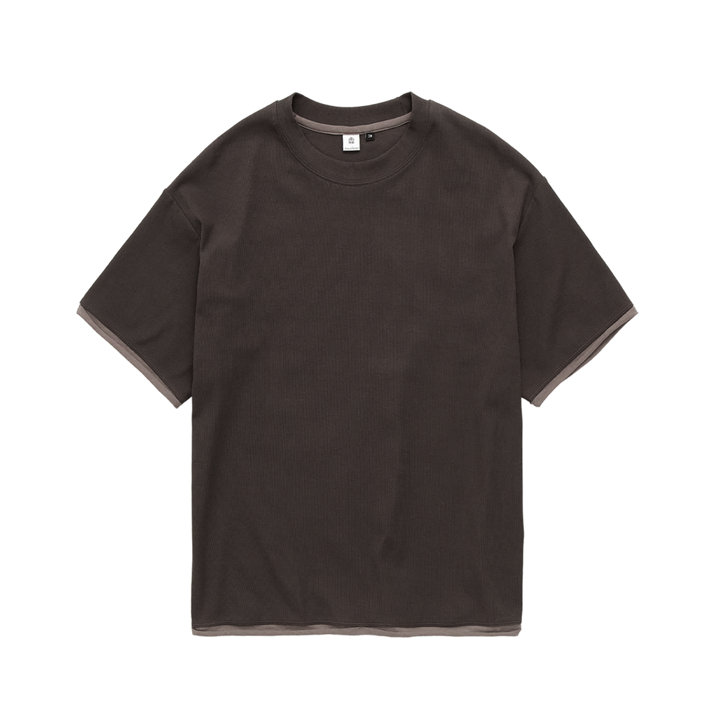 Polyteru - Ribbed Layered Crop Tee (Brown) product image 1 | TRAB K-Fashion Australia