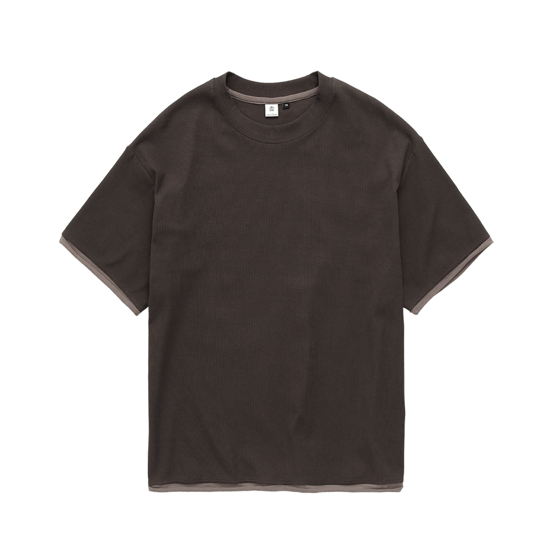 Polyteru - Ribbed Layered Crop Tee (Brown) product image 1 | TRAB K-Fashion Australia