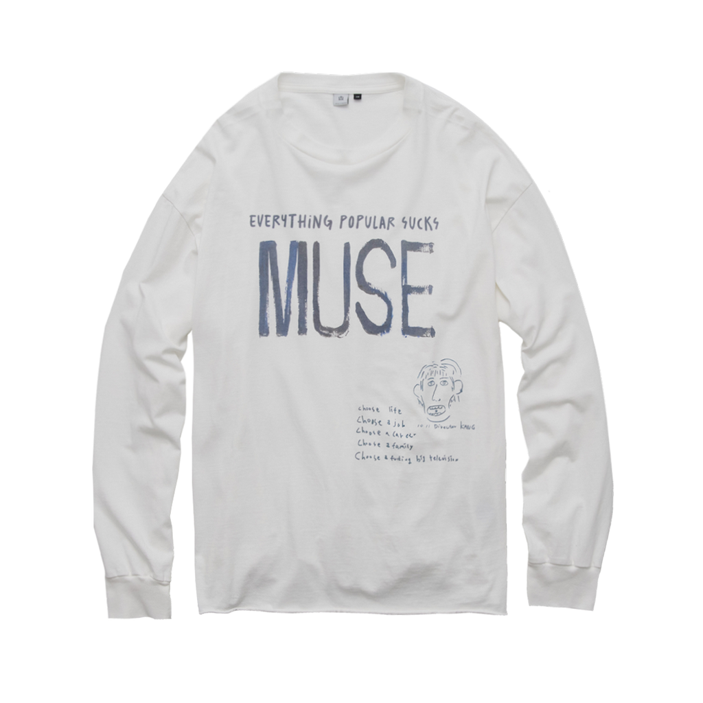 Polyteru - 1011 Lettering Muse Long Sleeve Raw Cut (Used White) product image 1 | TRAB K-Fashion Australia