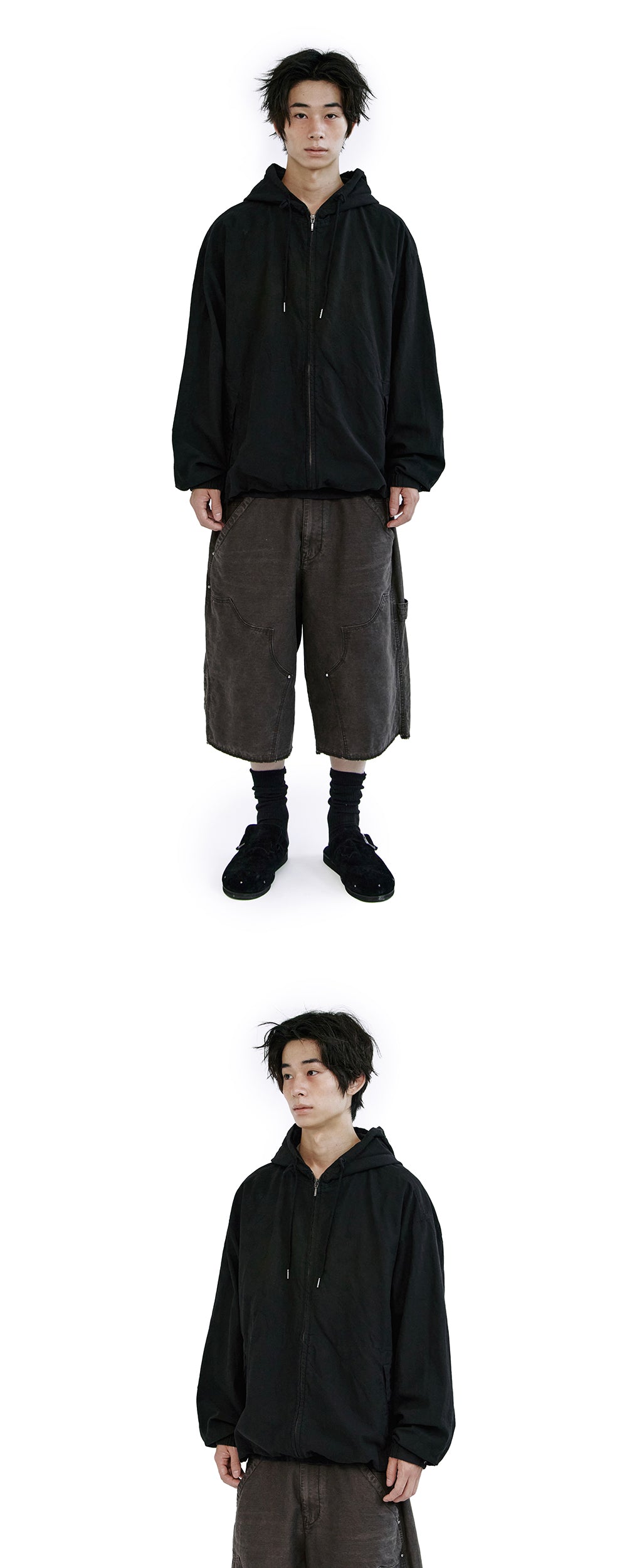 Polyteru - Zip Hoodie Parka (Used Black) product image 3 | TRAB K-Fashion Australia