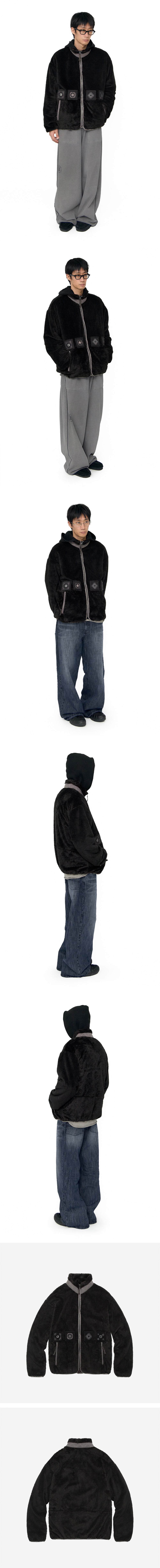 Polyteru - Sherpa Fleece Jacket (Black Brown) product image 3 | TRAB K-Fashion Australia