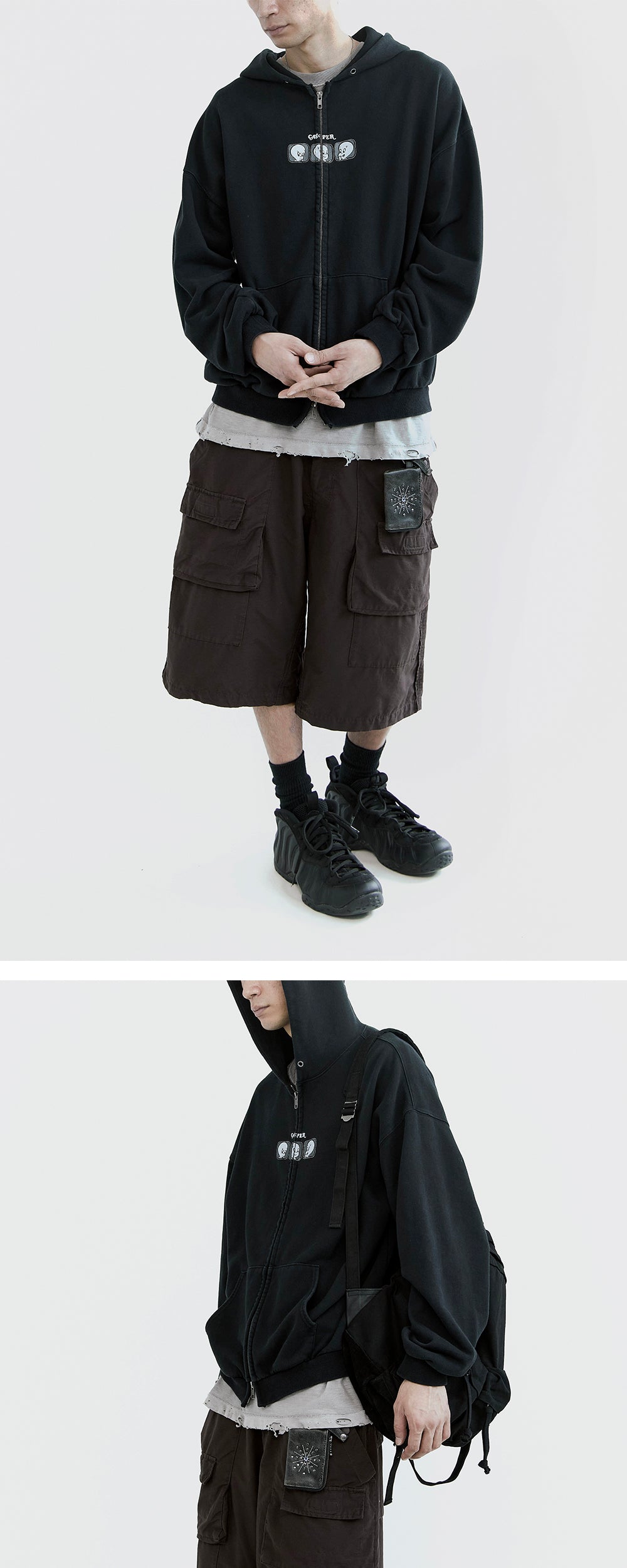 Polyteru - x Casper Zip Hoodie 3 Good Men (Washed Black) product image 2 | TRAB K-Fashion Australia