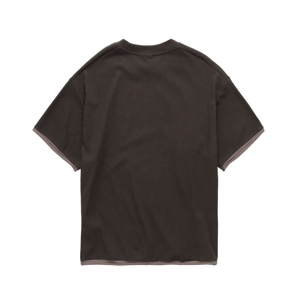 Polyteru - Ribbed Layered Crop Tee (Brown) product image 2 | TRAB K-Fashion Australia