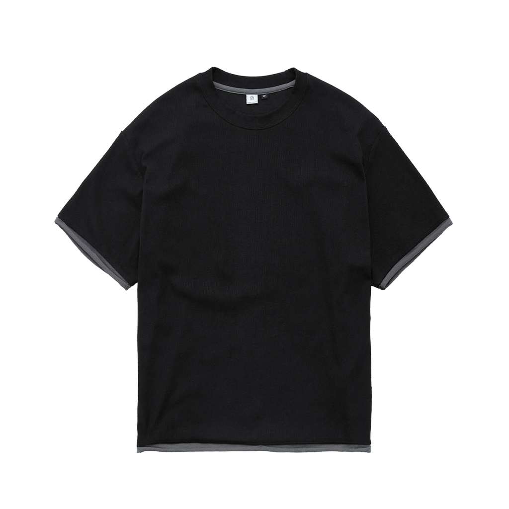 Polyteru - Ribbed Layered Crop Tee (Black) product image 1 | TRAB K-Fashion Australia
