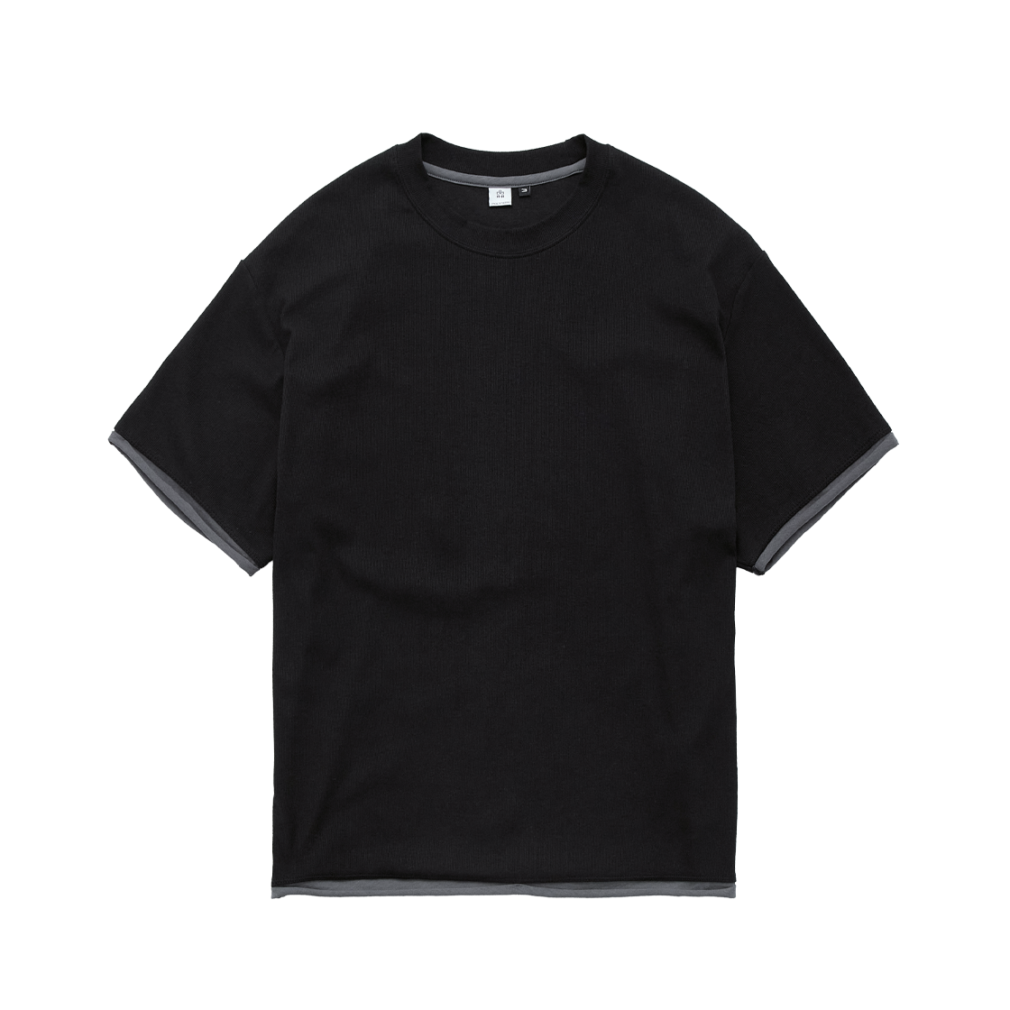 Polyteru - Ribbed Layered Crop Tee (Black) product image 1 | TRAB K-Fashion Australia