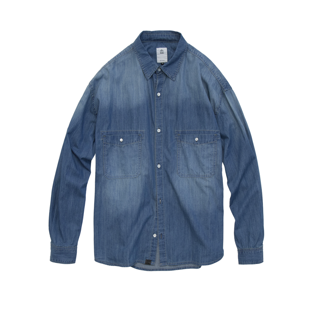 Polyteru - Used Denim Shirt (Mid Blue) product image 1 | TRAB K-Fashion Australia