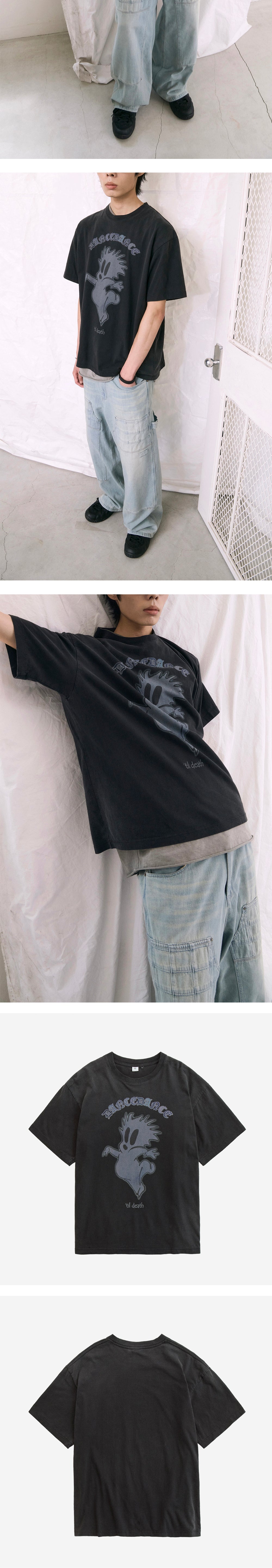 Polyteru - HANK Dancing Ghost 1/2 Tee (Washed Black) product image 4 | TRAB K-Fashion Australia