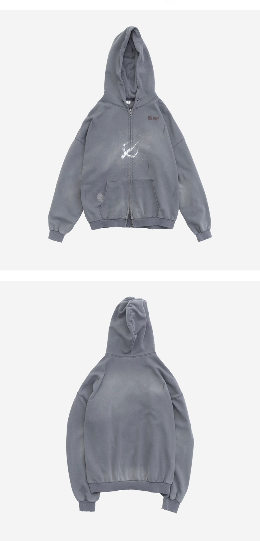 Polyteru - x Hot Stuff Zip Hoodie 'Spear' Hard (Washed Blue) product image 5 | TRAB K-Fashion Australia