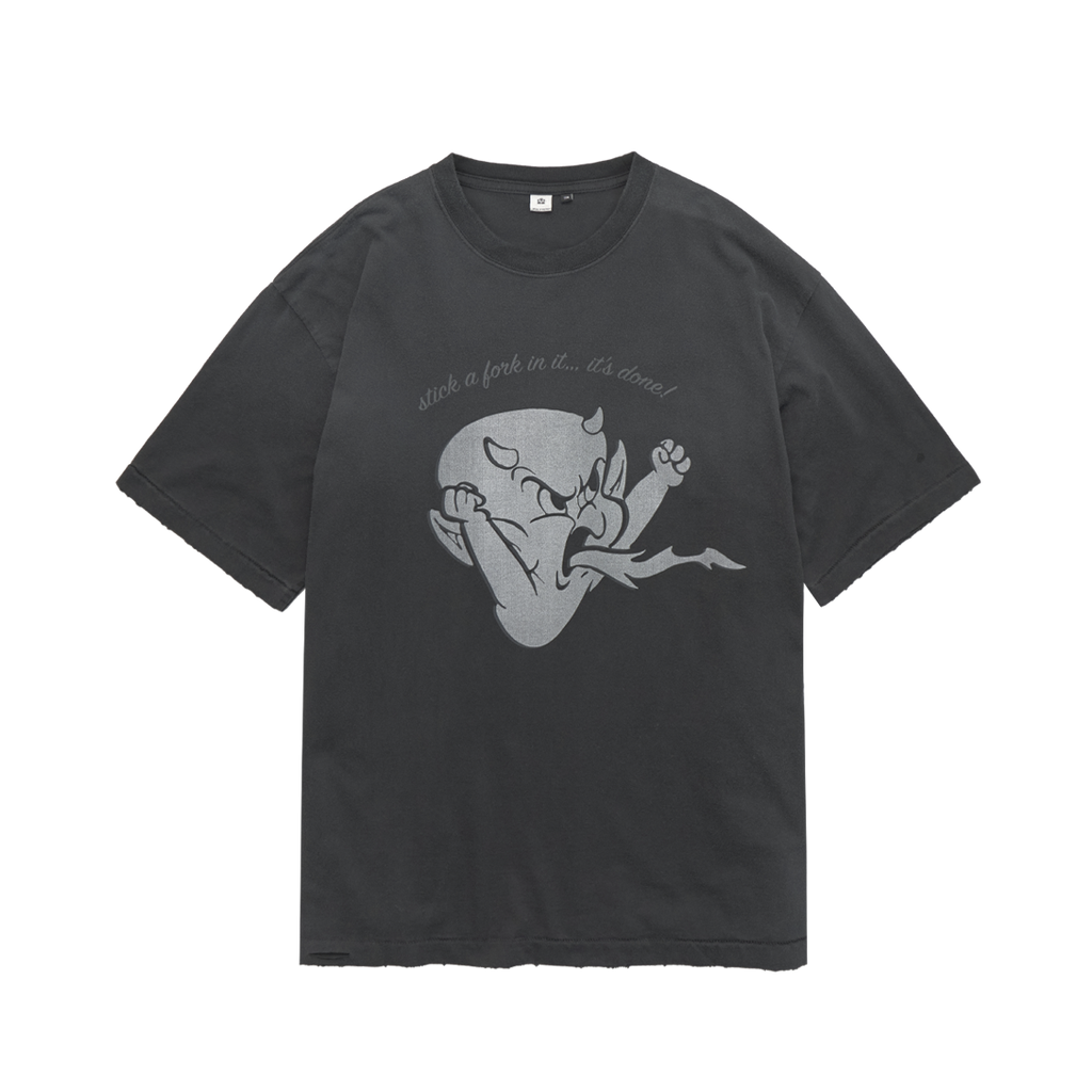 Polyteru - x Hot Stuff Hard Washed Tee 'Angry' (Washed Black) product image 1 | TRAB K-Fashion Australia