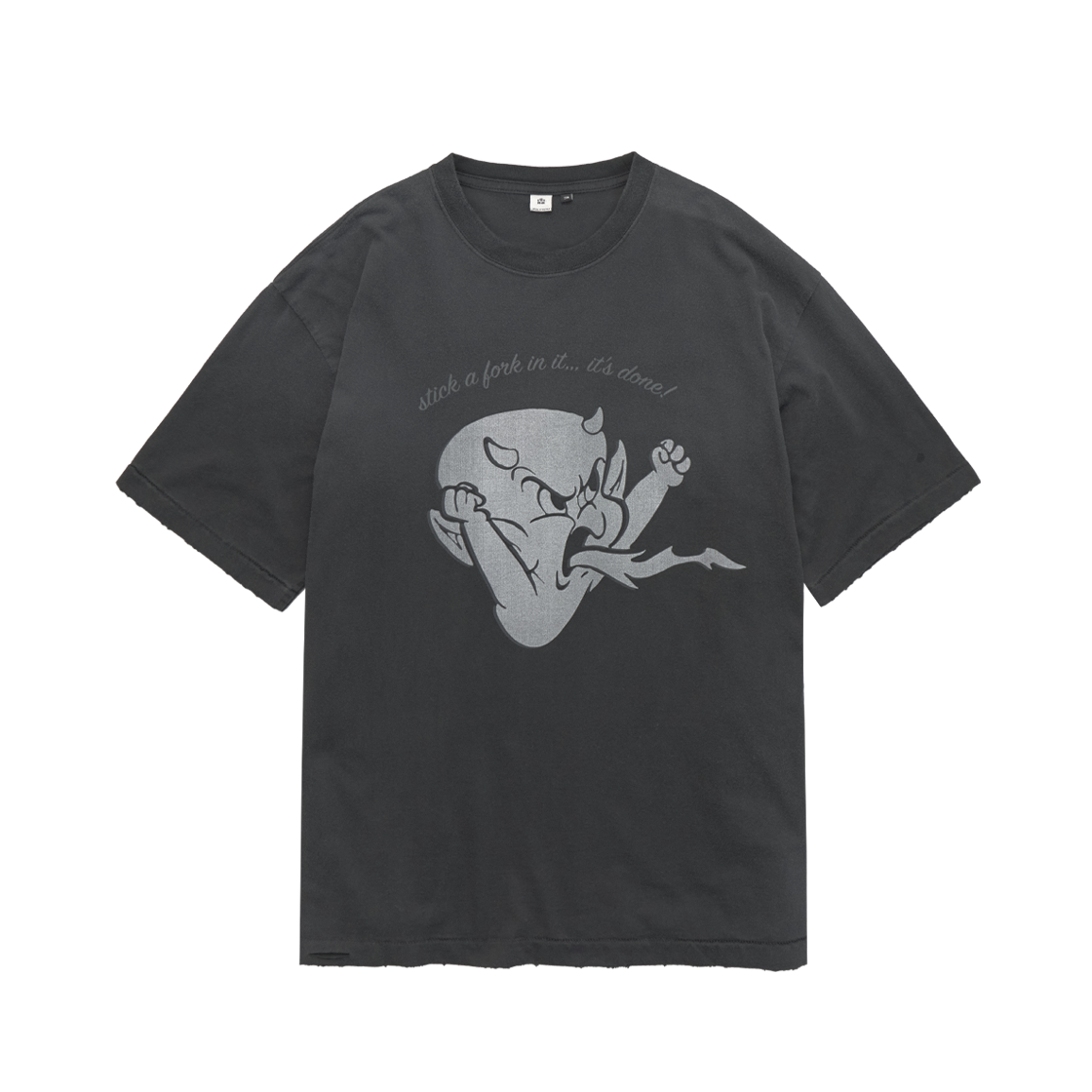 Polyteru - x Hot Stuff Hard Washed Tee 'Angry' (Washed Black) product image 1 | TRAB K-Fashion Australia