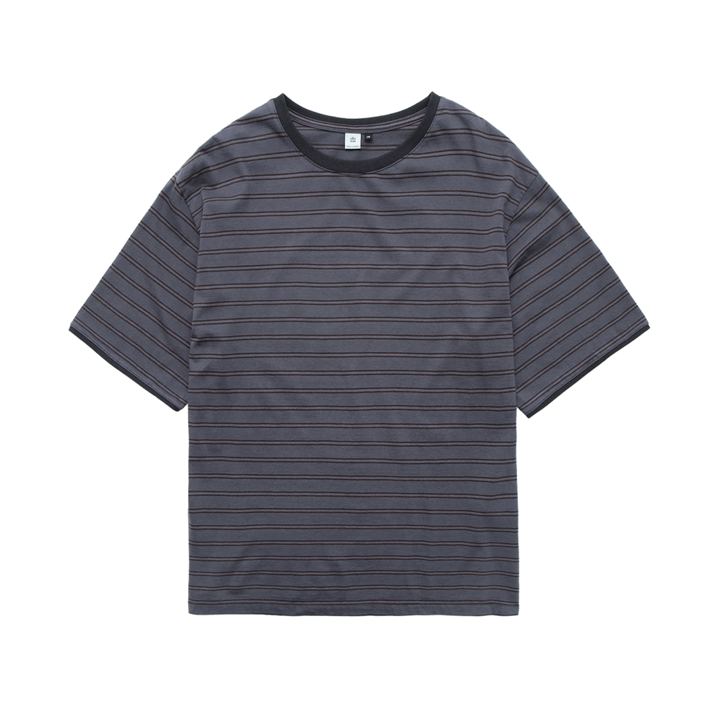 Polyteru - Loosed Striped T-Shirt (Purple Gray) product image 1 | TRAB K-Fashion Australia