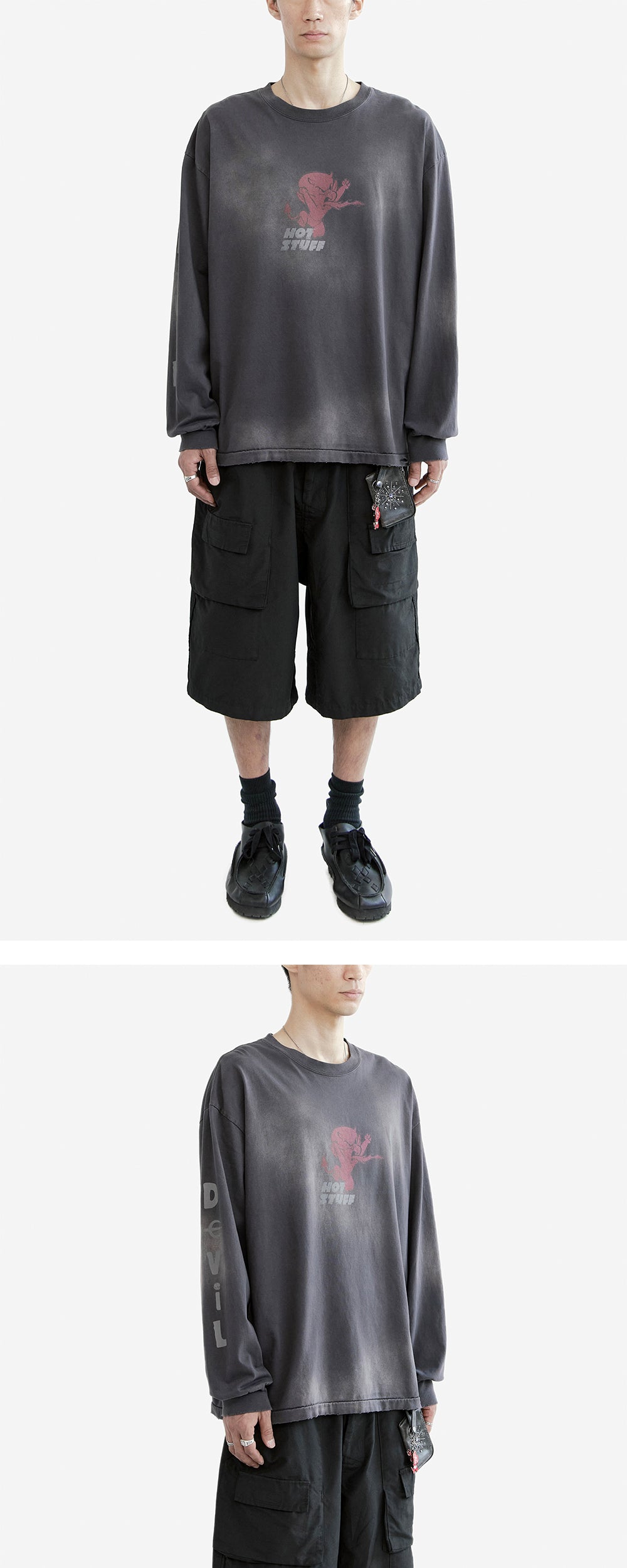 Polyteru - x Hot Stuff Long Sleeves 'Back Spear' Hard (Washed Purple) product image 3 | TRAB K-Fashion Australia