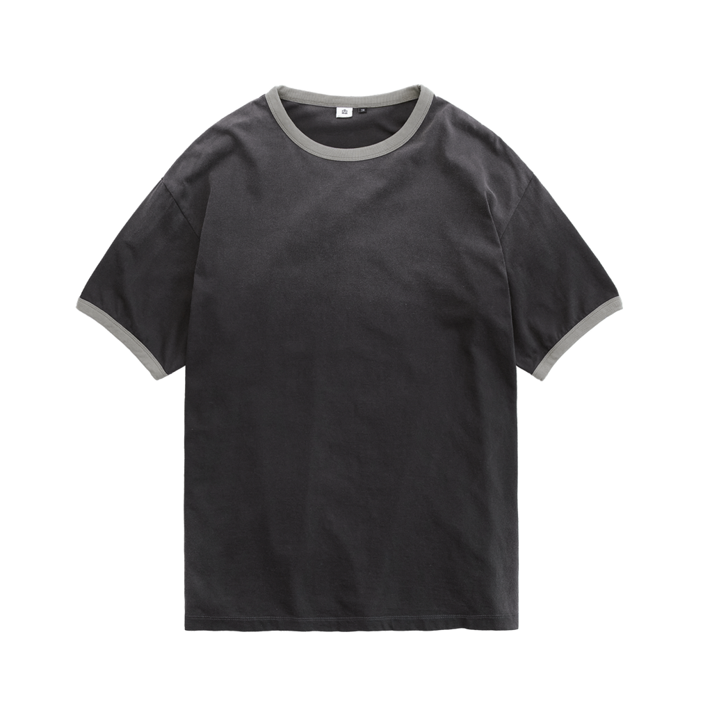 Polyteru - 1/2 Ringer T-Shirt (Faded Charcoal) product image 1 | TRAB K-Fashion Australia