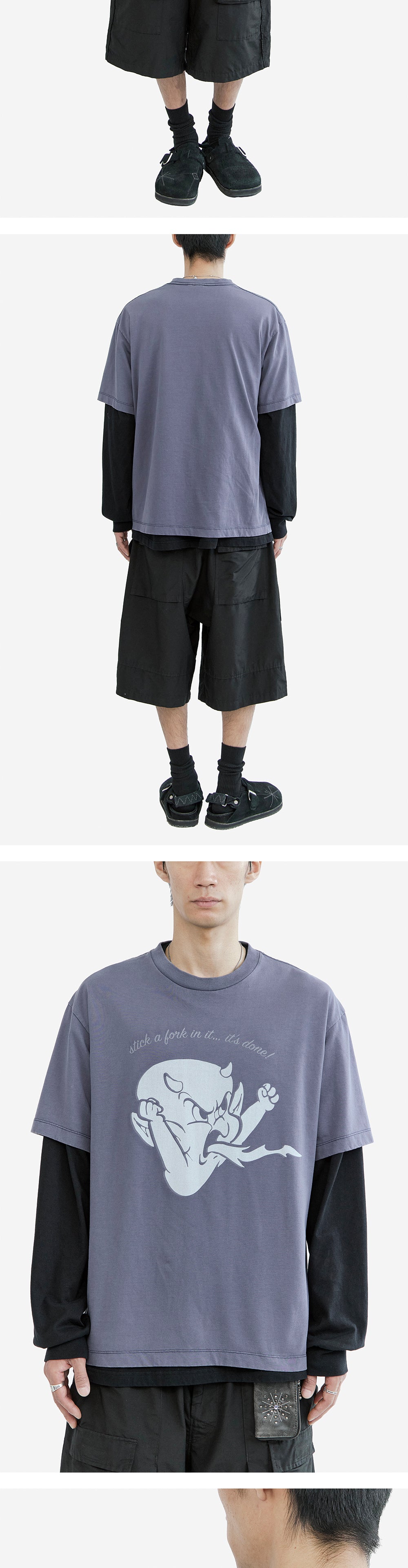 Polyteru - x Hot Stuff 1/2 Sleeves 'Angry' Washed (Blue Gray) product image 4 | TRAB K-Fashion Australia