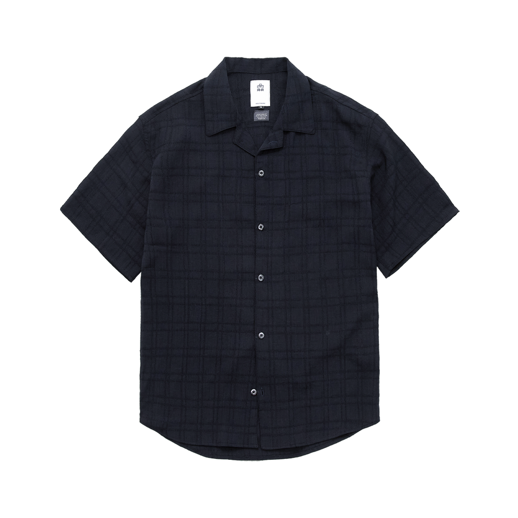 Polyteru - Stitched 1/2 Check Shirt (Dark Navy) product image 1 | TRAB K-Fashion Australia