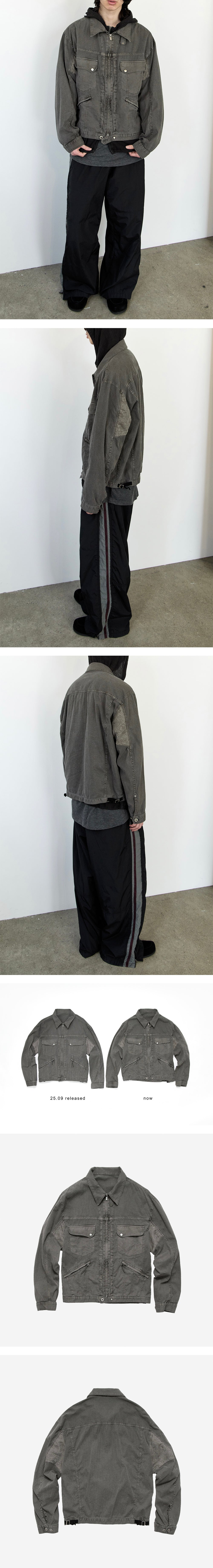 Polyteru - Hickory Zip Trucker (Striped Gray) product image 3 | TRAB K-Fashion Australia