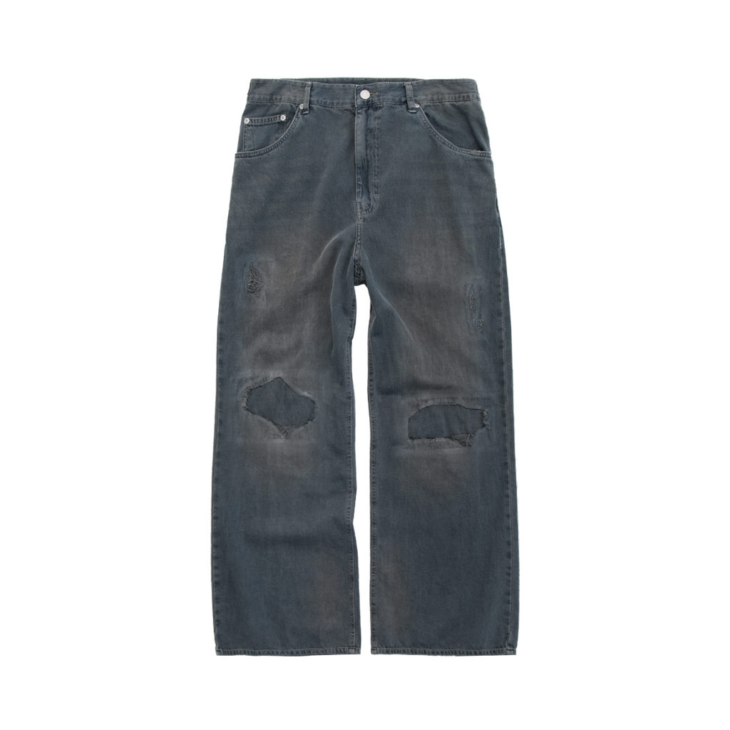 Polyteru - Gosima Denim Pants Knee Patch (Blue Gray) product image 1 | TRAB K-Fashion Australia