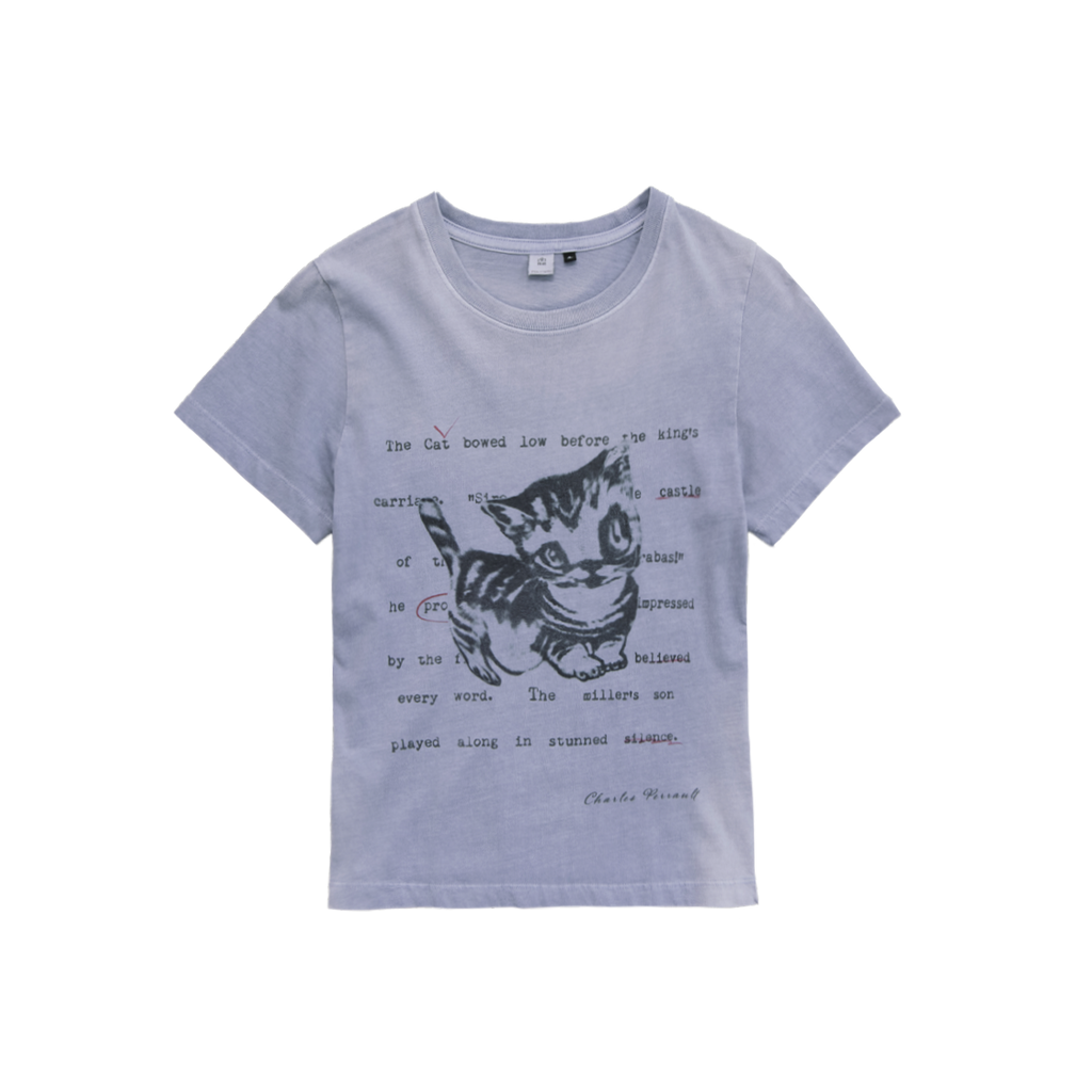 Polyteru - HANK Doodle Cat 1/2 Tee (Purple Blue) product image 1 | TRAB K-Fashion Australia