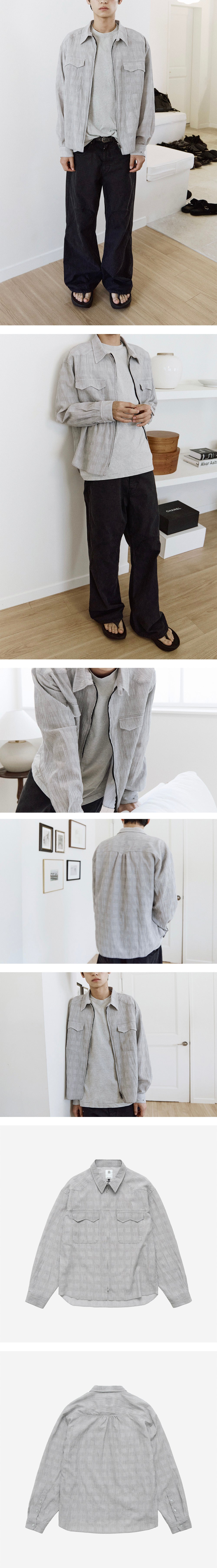 Polyteru - Zip Up Shirt (Light Gray) product image 3 | TRAB K-Fashion Australia
