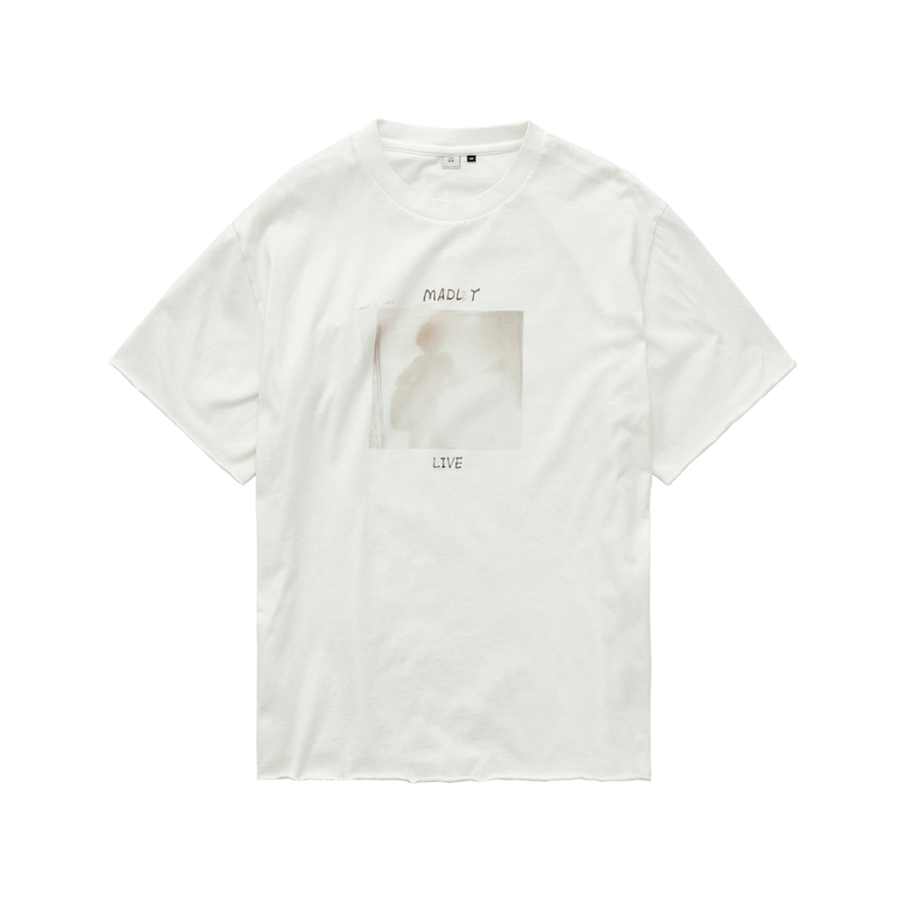 Polyteru - 1/2 Graphic T-Shirt 'Madly' Raw Cut (Washed White) product image 1 | TRAB K-Fashion Australia