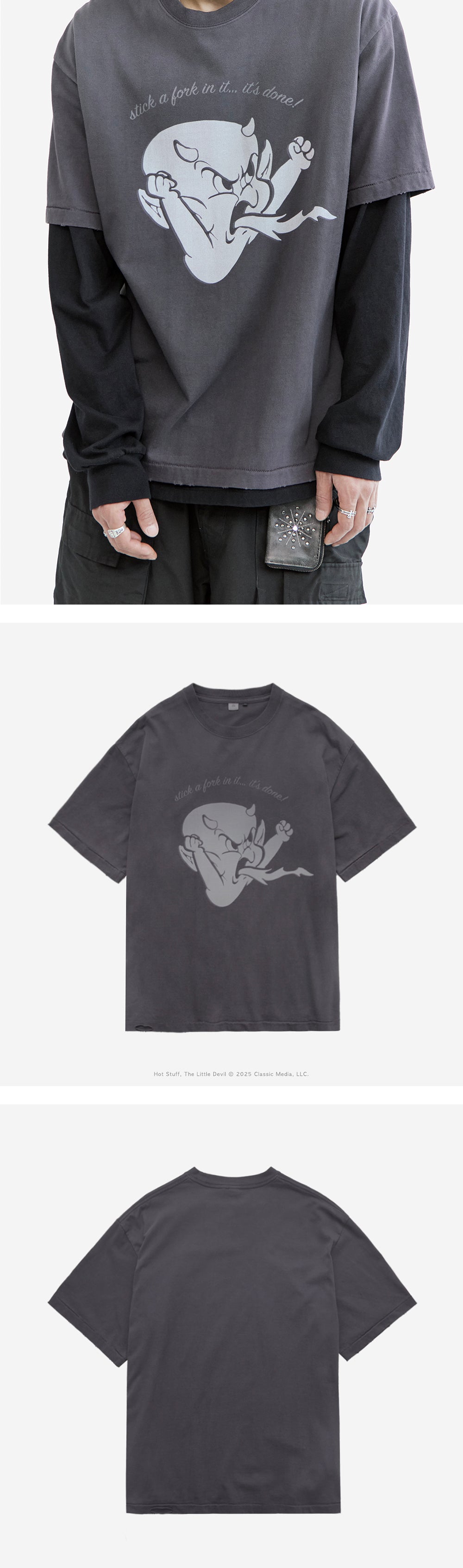 Polyteru - x Hot Stuff Hard Washed Tee 'Angry' Washed (Purple Gray) product image 5 | TRAB K-Fashion Australia