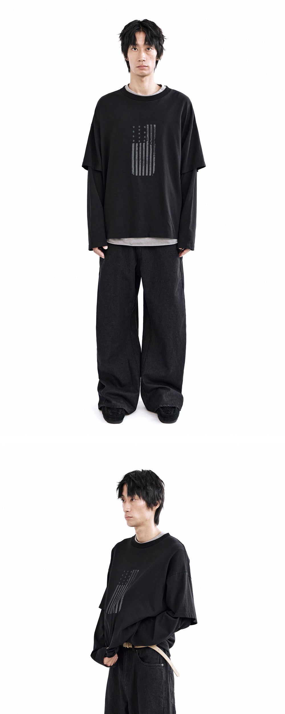 Polyteru - Curved Denim Pants (Black) product image 3 | TRAB K-Fashion Australia