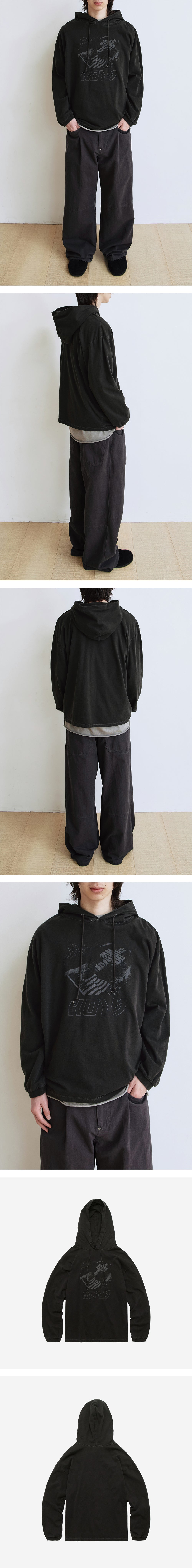 Polyteru - Graphic Hooded Long Sleeves (Holy Charcoal) product image 3 | TRAB K-Fashion Australia