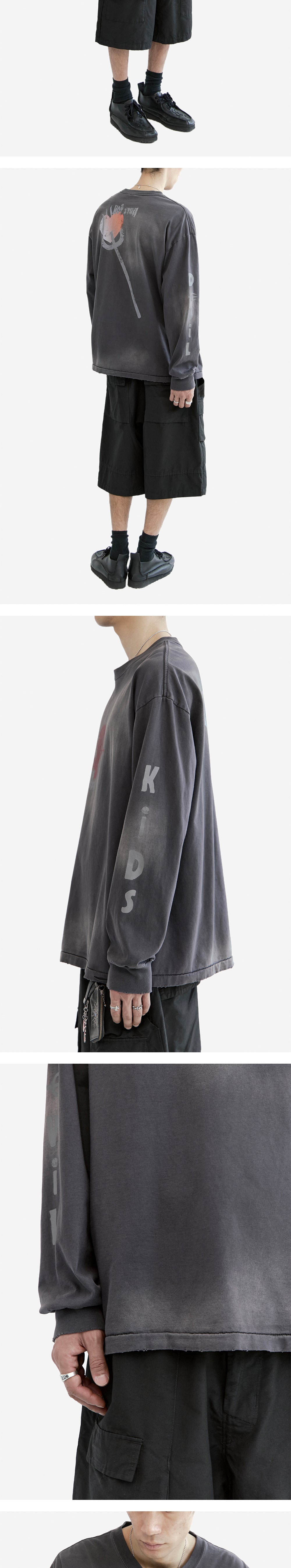 Polyteru - x Hot Stuff Long Sleeves 'Back Spear' Hard (Washed Purple) product image 4 | TRAB K-Fashion Australia