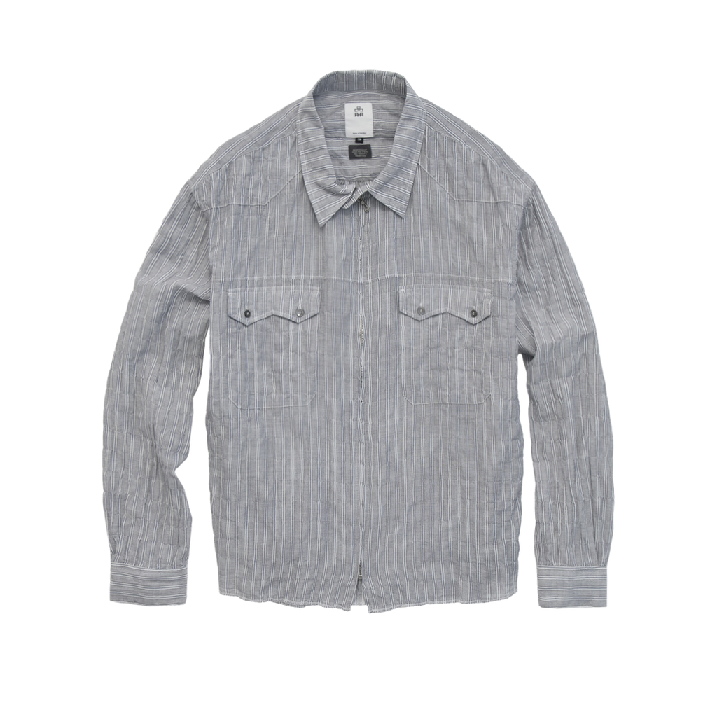Polyteru - Zip Up Shirts (Striped Gray) product image 1 | TRAB K-Fashion Australia