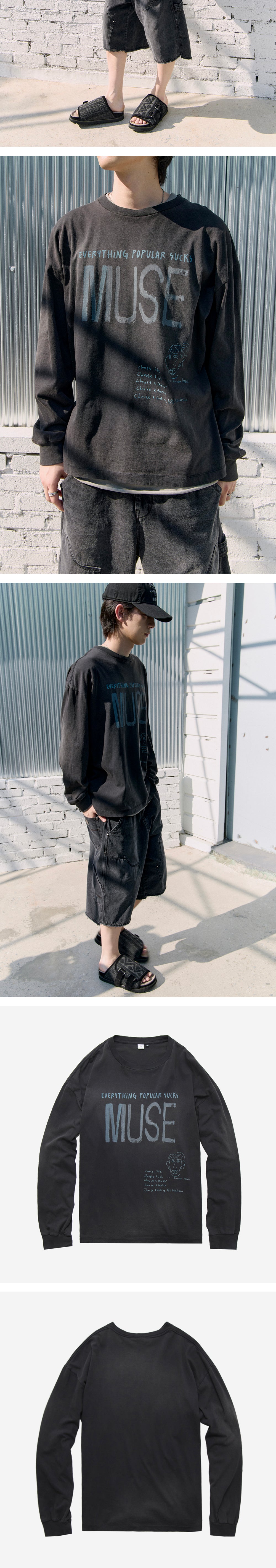 Polyteru - 1011 Lettering Muse Long Sleeve (Faded Black) product image 4 | TRAB K-Fashion Australia
