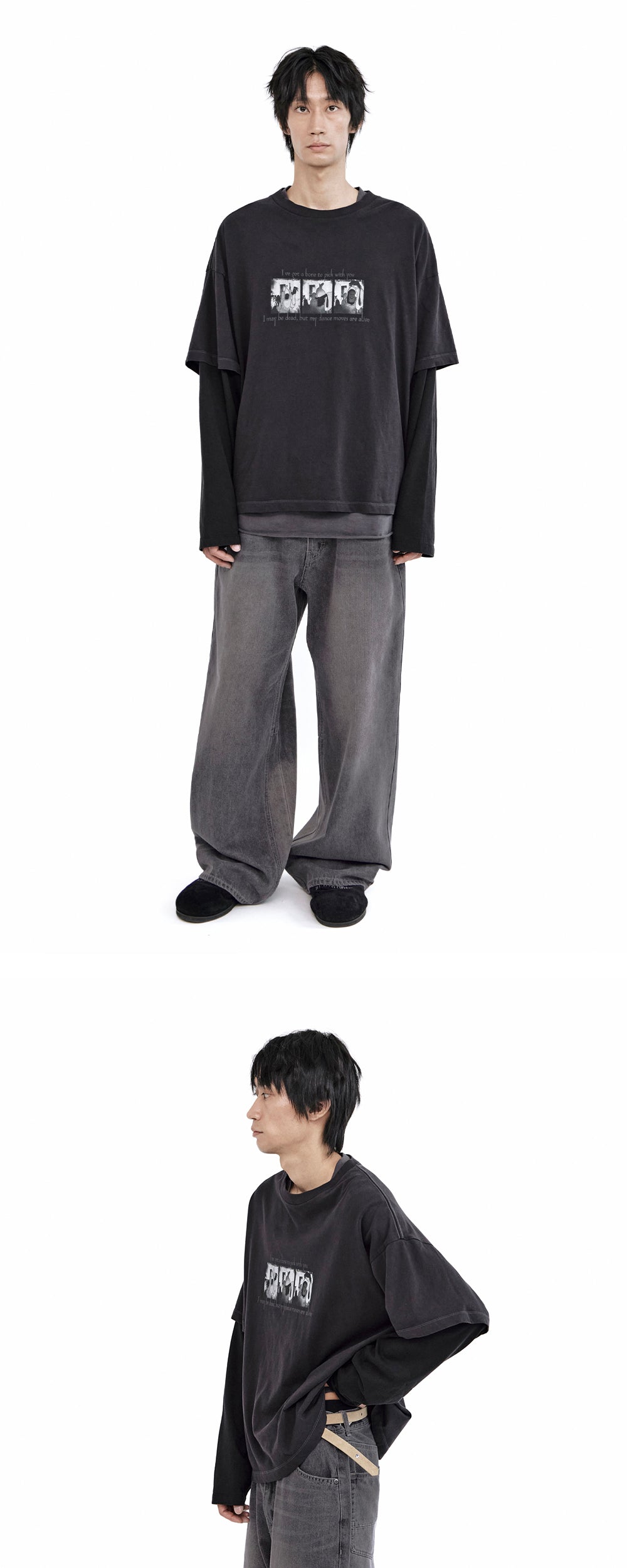 Polyteru - Gosima Denim Pants Faded Gray / (Plum Fade) product image 3 | TRAB K-Fashion Australia