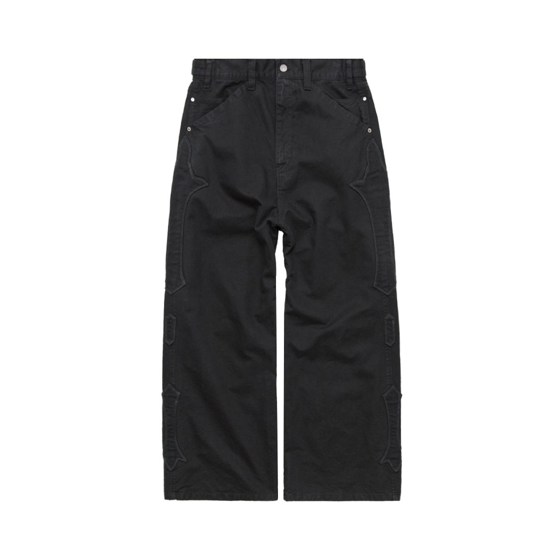 Polyteru - 1011 Fleur Patched Pants (Washed Black) product image 1 | TRAB K-Fashion Australia