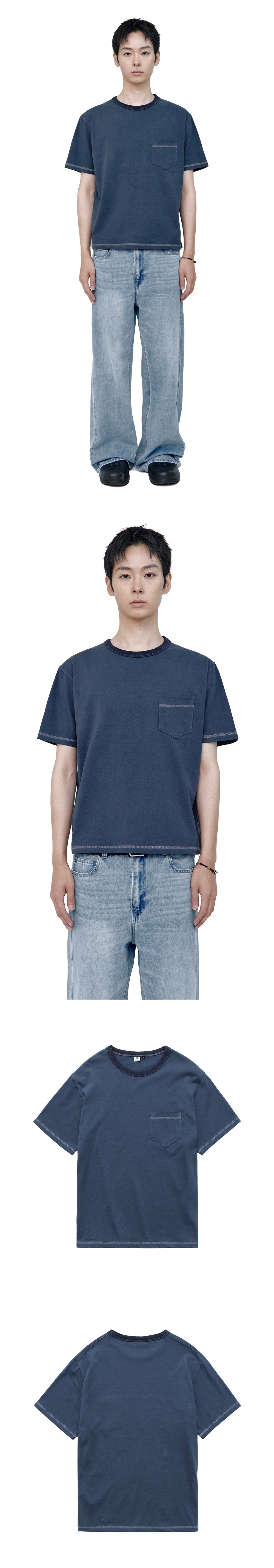 Polyteru - Stitched Pocket Tee (Indigo Blue) product image 3 | TRAB K-Fashion Australia