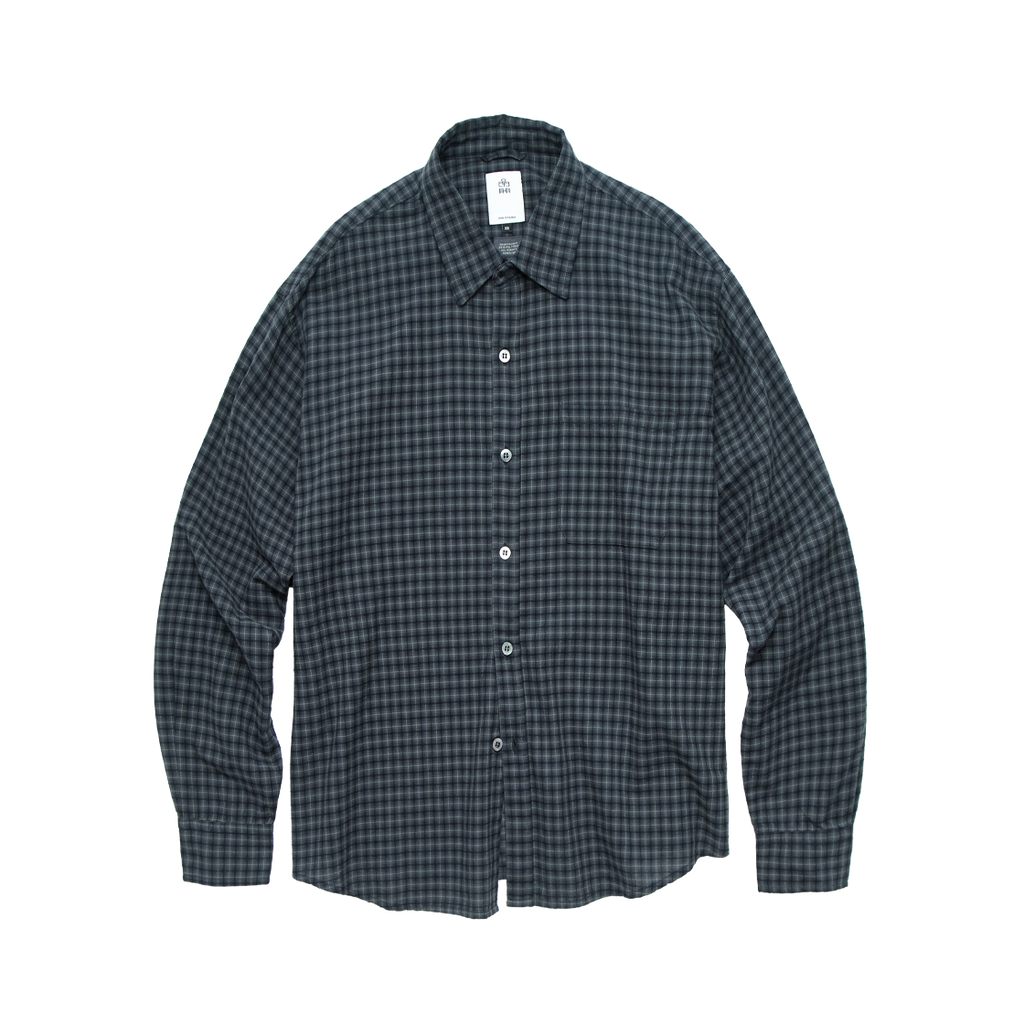 Polyteru - Loosed Check Shirts (Navy) product image 1 | TRAB K-Fashion Australia
