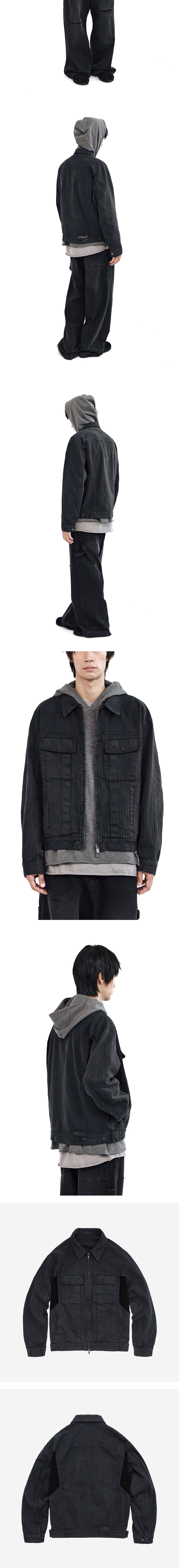 Polyteru - HBT Zip Trucker Jacket (Ink Black) product image 4 | TRAB K-Fashion Australia