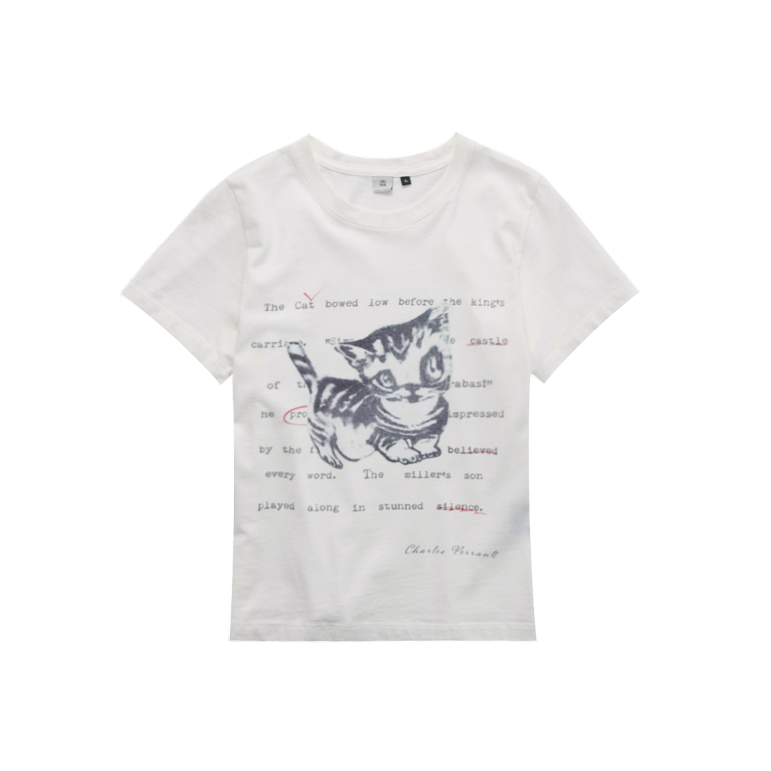 Polyteru - HANK Doodle Cat 1/2 Tee (White) product image 1 | TRAB K-Fashion Australia
