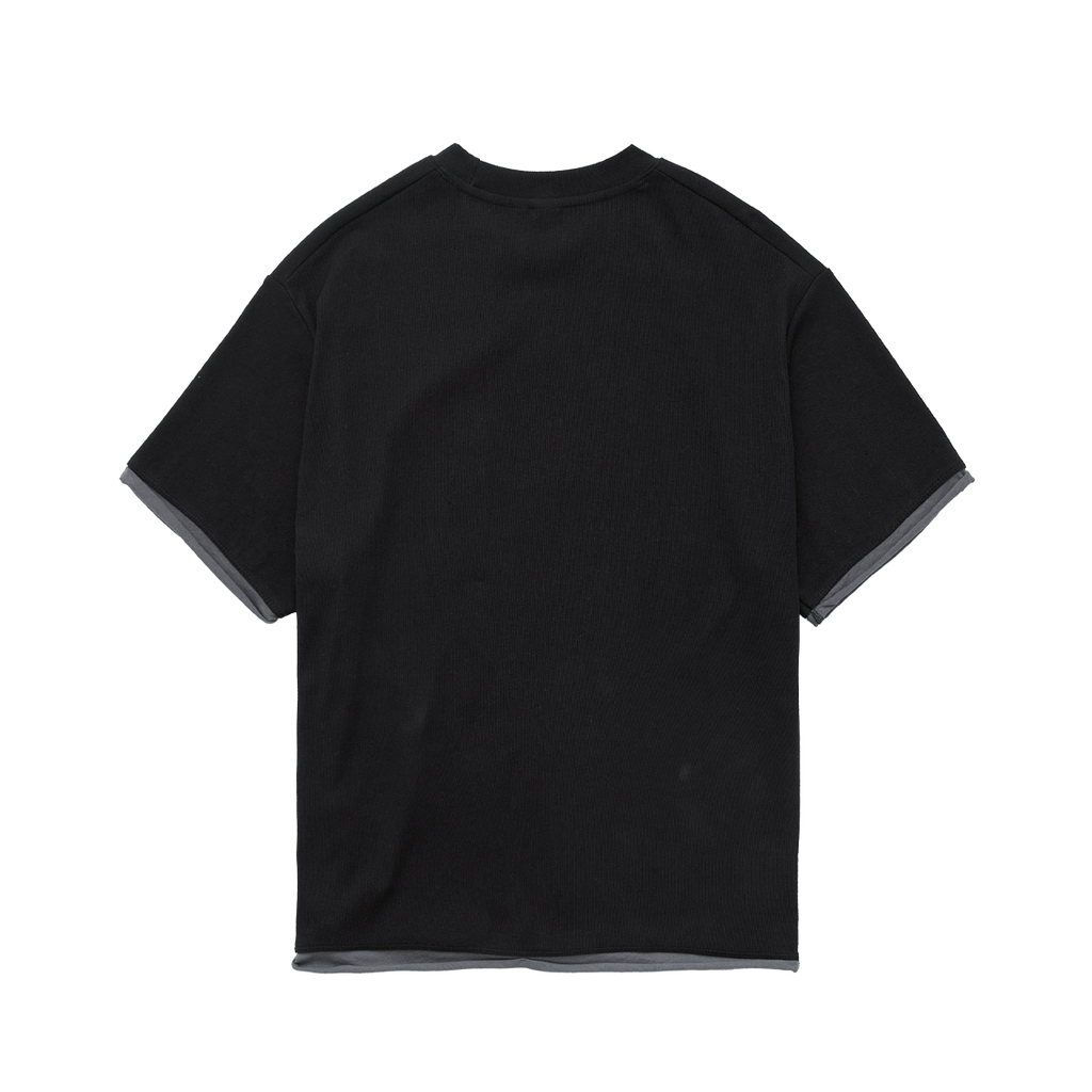 Polyteru - Ribbed Layered Crop Tee (Black) product image 2 | TRAB K-Fashion Australia