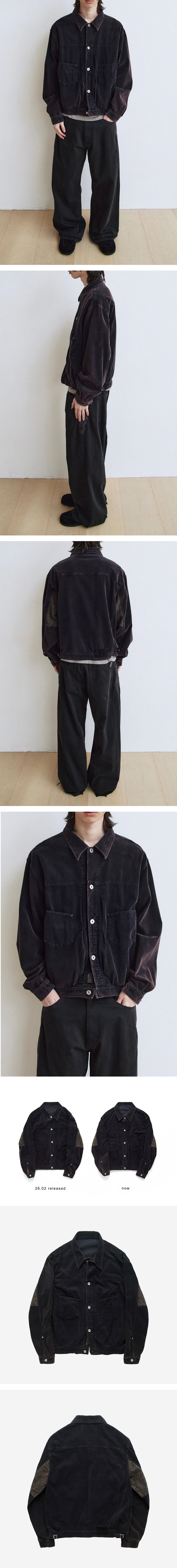 Polyteru - 1011 Paisley Trucker Jacket Corduroy Dark (Purple Navy) product image 3 | TRAB K-Fashion Australia