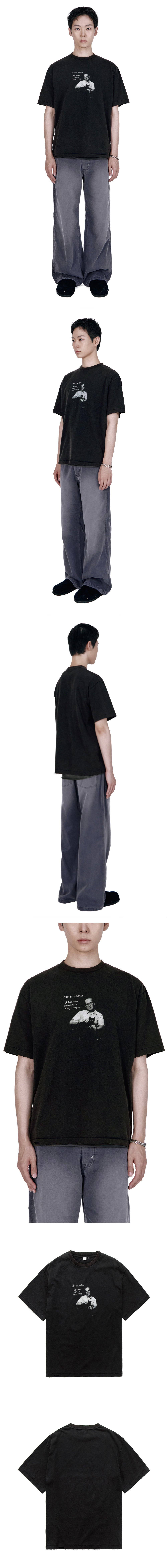 Polyteru - 1/2 Graphic T-Shirt 'Professor' Damaged (Bleached Black) product image 3 | TRAB K-Fashion Australia