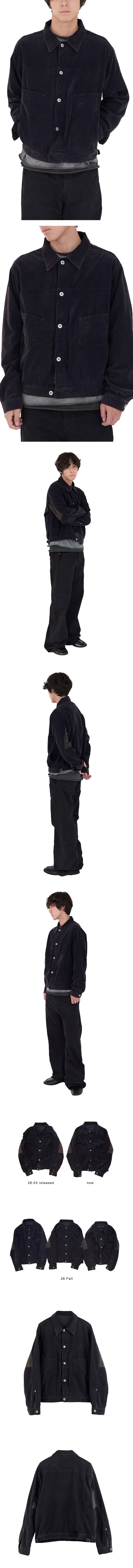Polyteru - 1011 Paisley Trucker Jacket Corduroy Dark (Purple Navy) product image 3 | TRAB K-Fashion Australia