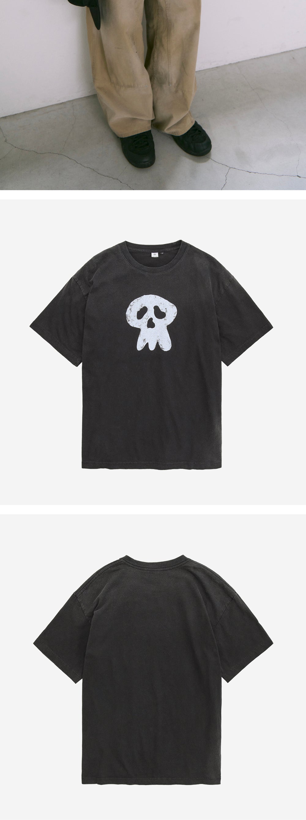 Polyteru - HANK Sad Skull 1/2 Tee (Black) product image 4 | TRAB K-Fashion Australia