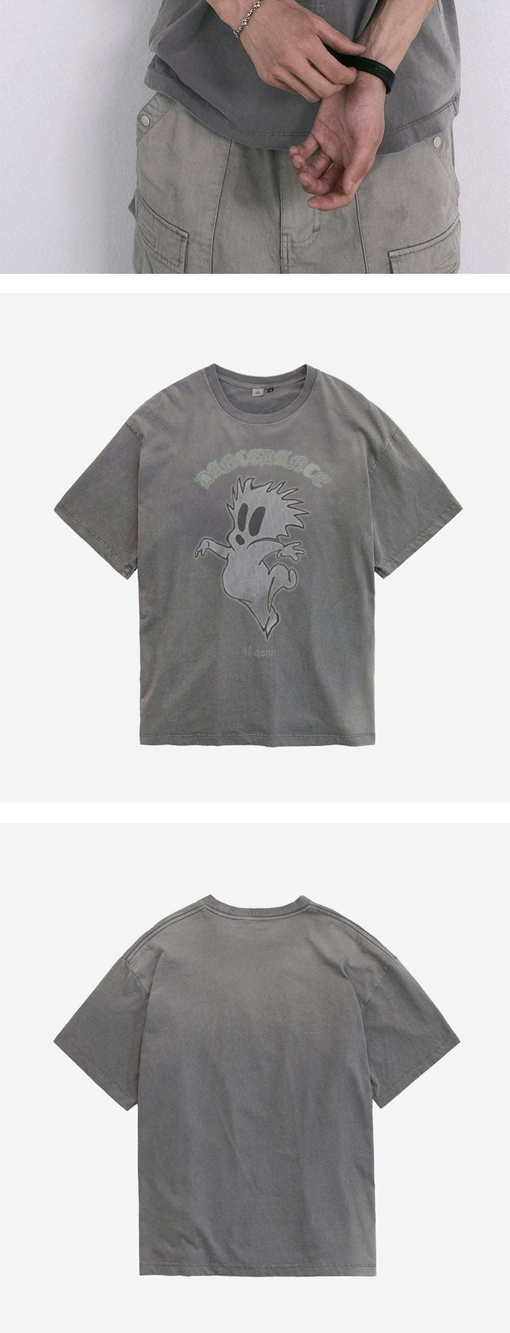 Polyteru - HANK Dancing Ghost 1/2 Tee (Charcoal) product image 4 | TRAB K-Fashion Australia