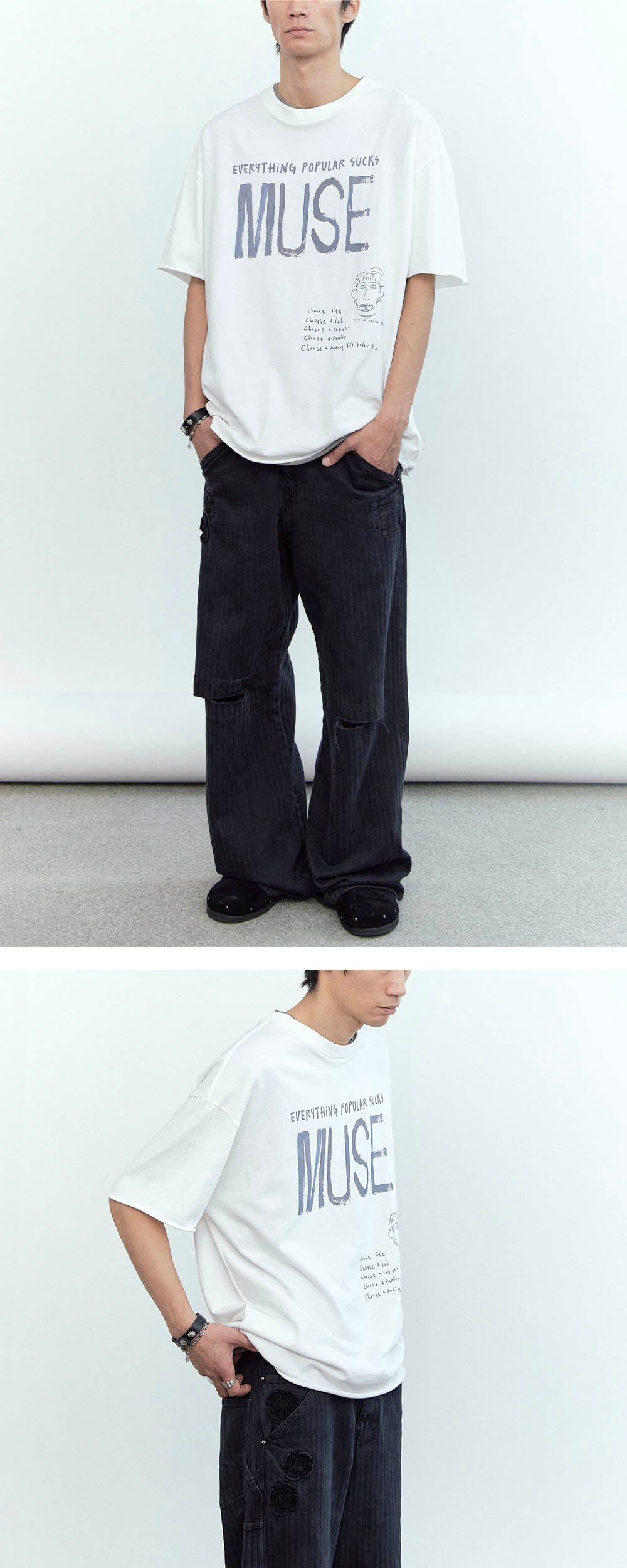 Polyteru - 1011 Cross Patched Pants (Striped Black) product image 3 | TRAB K-Fashion Australia