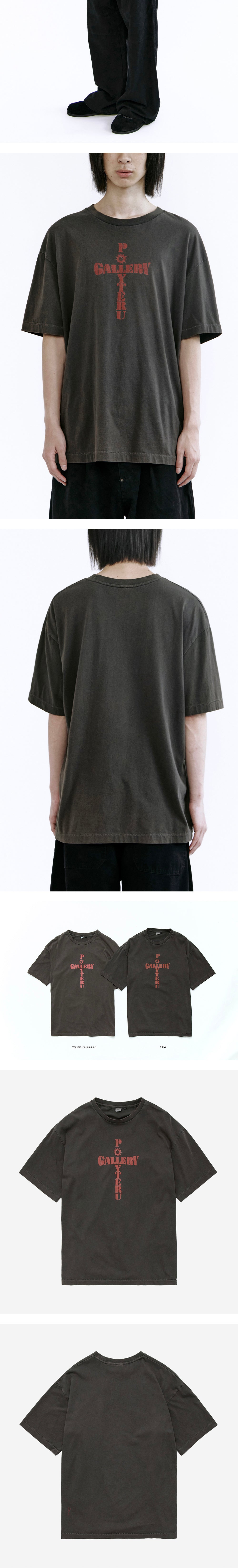 Polyteru - 1011 1/2 Graphic T Shirt 'Cross Tee' Washed (Charcoal Brown) product image 4 | TRAB K-Fashion Australia