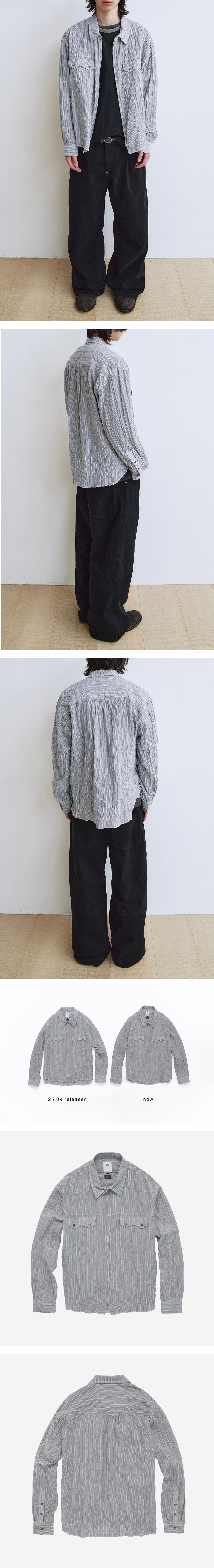 Polyteru - Zip Up Shirts (Striped Gray) product image 3 | TRAB K-Fashion Australia