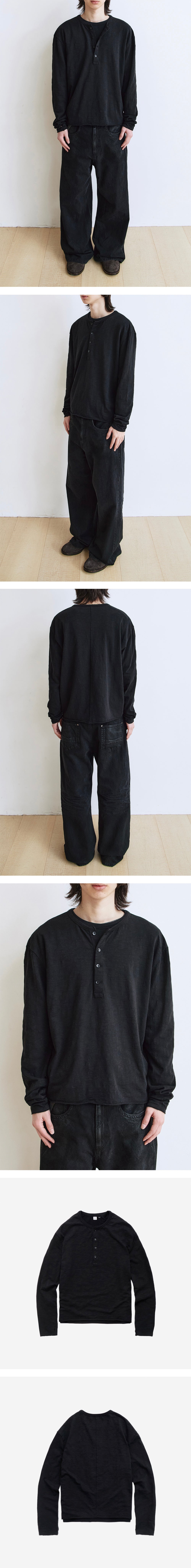 Polyteru - Henley Neck Long Sleeves (Black) product image 3 | TRAB K-Fashion Australia