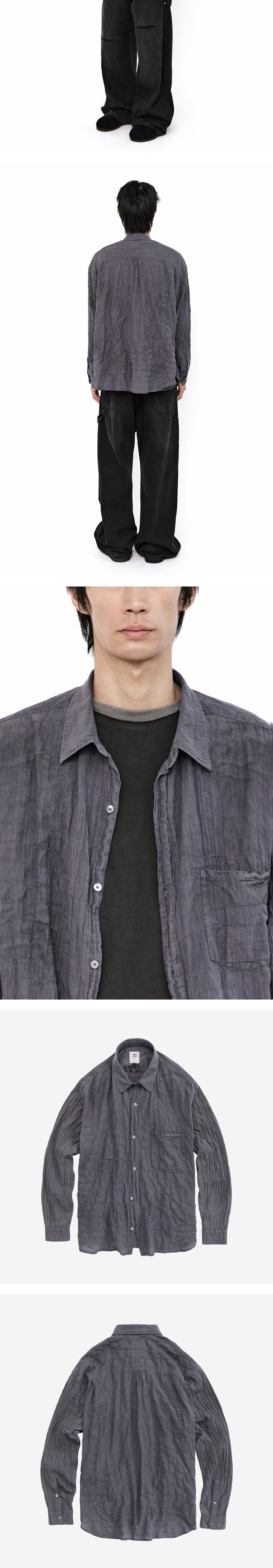 Polyteru - Striped Shirts Dirty Dyed (Purple Gray) product image 4 | TRAB K-Fashion Australia