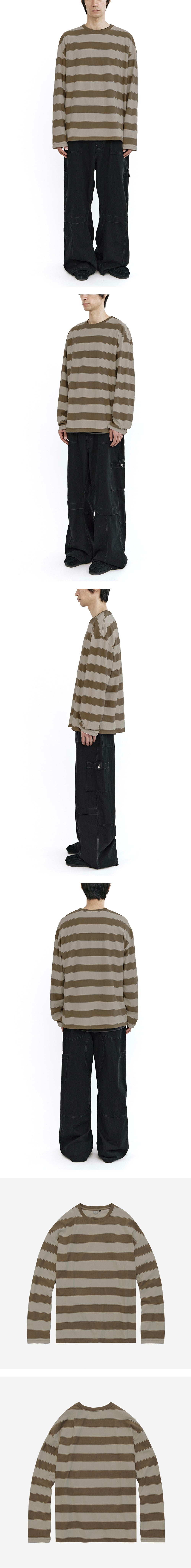 Polyteru - Loosed Striped Long Sleeves (Bold Beige) product image 3 | TRAB K-Fashion Australia