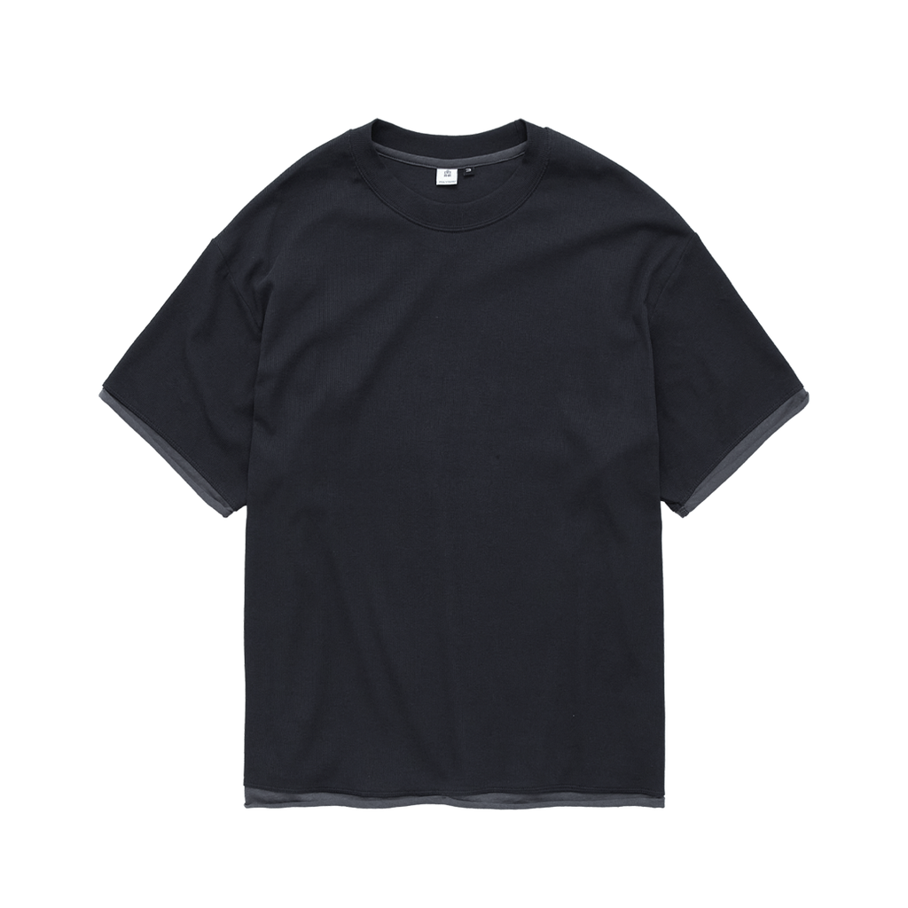 Polyteru - Ribbed Layered Crop Tee (Charcoal) product image 1 | TRAB K-Fashion Australia